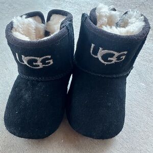 UGG Black Baby Booties with shearling interior
